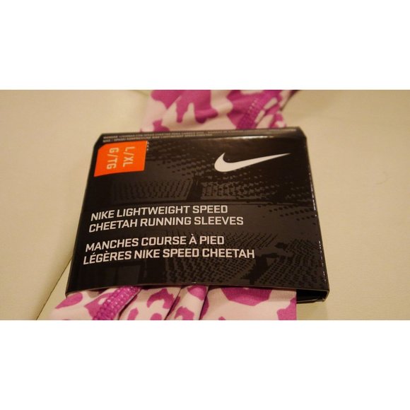 New Nike Lightweight Speed PINK/WHITE Cheetah Running Sleeves L/XL (1 pair) ANB - Picture 4 of 5